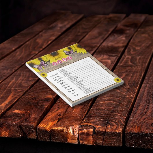 Zonnebloemroze Baby shower Word Scramble Game Notitieblok