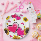 Zonnebloemroze Borden Papieren Bordje (Feest)