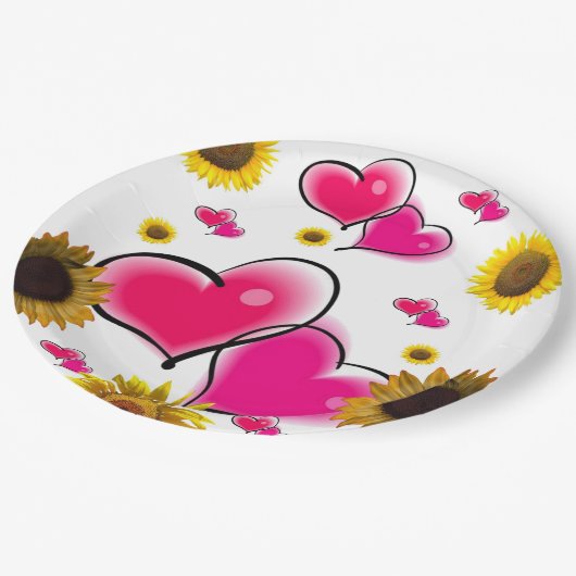 Zonnebloemroze Borden Papieren Bordje (Gekanteld)