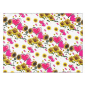 Zonnebloemroze harten Tablecloth Tafelkleed (Voorkant (Horizontaal))