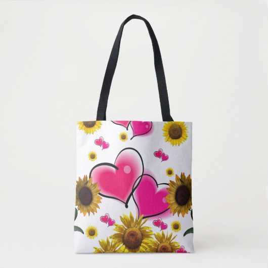 Zonnebloemroze harten Tas (Voorkant)