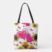 Zonnebloemroze harten Tas (Achterkant)