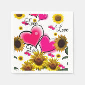 Zonnebloemroze hartenpapier Napels Servet (Voorkant)