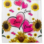 Zonnebloemroze hartsgordijn douchegordijn (Voorkant)