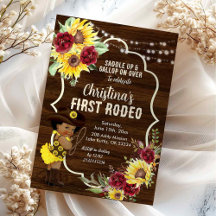 Zonnebloemrozen Cowgirl Eerste Rodeo Verjaardag