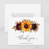 Zonnebloemrozen Rood Paars Bruiloft Bruidsfeest Bedankkaart (Voorkant / Achterkant)