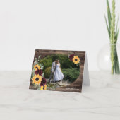 Zonnebloemrozen Rustieke Trouwfoto Bedankt (Voorkant)