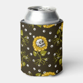 Zonnebloemschedels: Uniek naadloos patroon. Blikjeskoeler (Blikje Voorkant)