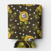 Zonnebloemschedels: Uniek naadloos patroon. Blikjeskoeler (Achterkant)