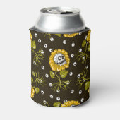 Zonnebloemschedels: Uniek naadloos patroon. Blikjeskoeler (Blikje Achterkant)