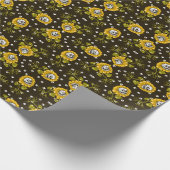 Zonnebloemschedels: Uniek naadloos patroon. Cadeaupapier (Hoek)