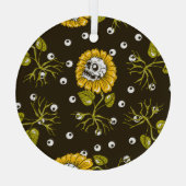 Zonnebloemschedels: Uniek naadloos patroon. Glas Ornament (Achterkant)