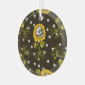 Zonnebloemschedels: Uniek naadloos patroon. Glas Ornament (Voorkant links)