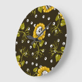 Zonnebloemschedels: Uniek naadloos patroon. Grote Klok (Hoek)