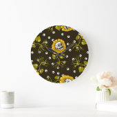 Zonnebloemschedels: Uniek naadloos patroon. Grote Klok (Huis)