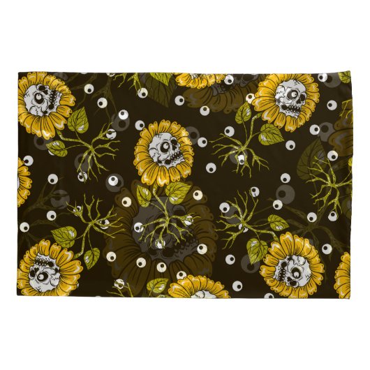 Zonnebloemschedels: Uniek naadloos patroon. Kussensloop (Achterkant)