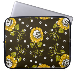 Zonnebloemschedels: Uniek naadloos patroon. Laptop Sleeve
