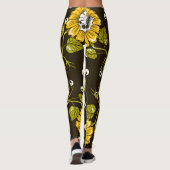 Zonnebloemschedels: Uniek naadloos patroon. Leggings (Achterkant)