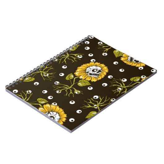 Zonnebloemschedels: Uniek naadloos patroon. Notitieboek (Linkerzijde)