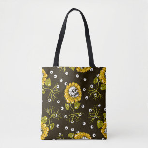 Zonnebloemschedels: Uniek naadloos patroon. Tote Bag