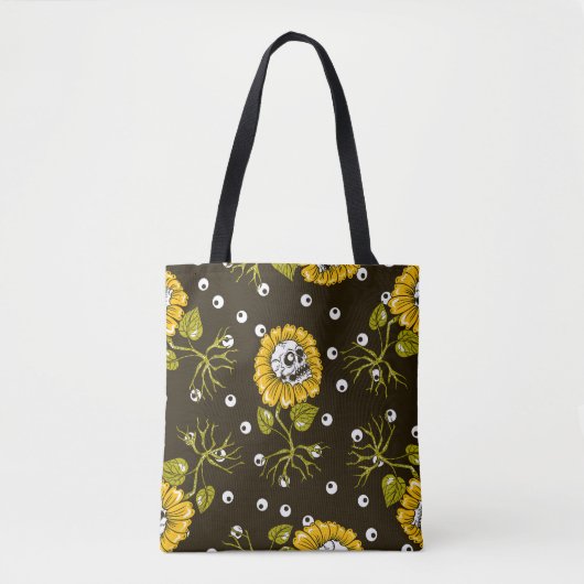 Zonnebloemschedels: Uniek naadloos patroon. Tote Bag (Voorkant)