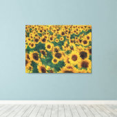  zonnebloemschilderkunst - Gewikkeld canvas Afdruk (Insitu (Houten vloer))