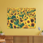  zonnebloemschilderkunst - Gewikkeld canvas Afdruk (Insitu (Woonkamer))