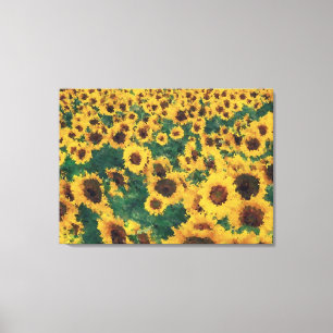 zonnebloemschilderkunst - Gewikkeld canvas Afdruk