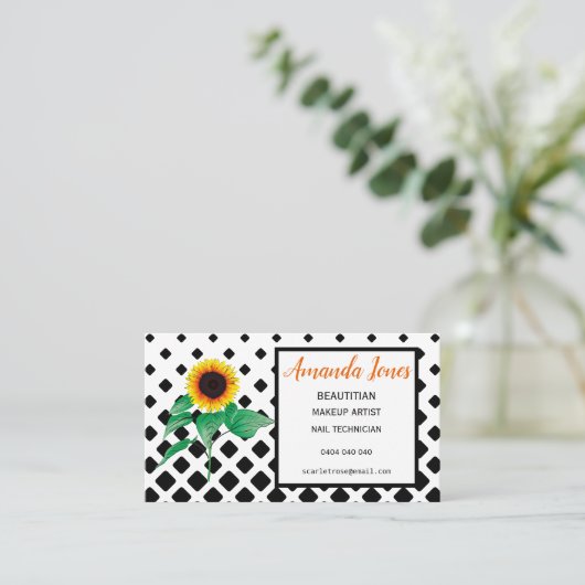 Zonnebloemschoonheidsspecialist Benoeming Visiteka Afsprakenkaartje (Staand voorkant)