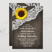 Zonnebloemschuur Hout en Kant Bruiloft Uitnodiging (Voorkant / Achterkant)