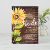 Zonnebloemschuur Hout We Doen Bruiloft Kaart (Staand voorkant)