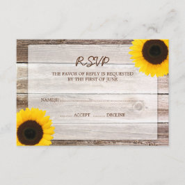 Zonnebloemschuur Houten Bruiloft RSVP Reactie Kaar Kaartje