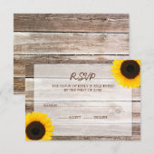 Zonnebloemschuur Houten Bruiloft RSVP Reactie Kaar Kaartje (Voorkant / Achterkant)