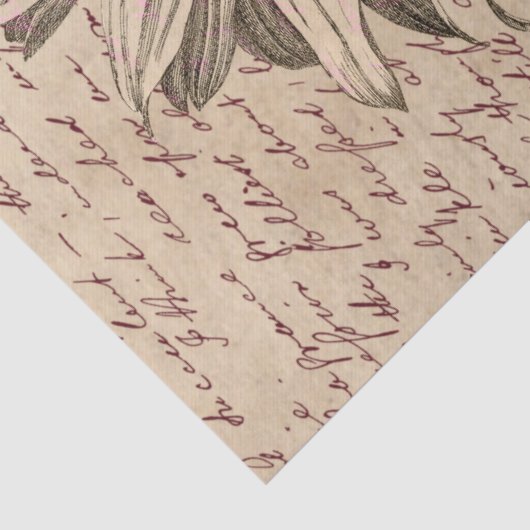 Zonnebloemscript Ephemera-ontkoppeling Tissuepapier (Detail)