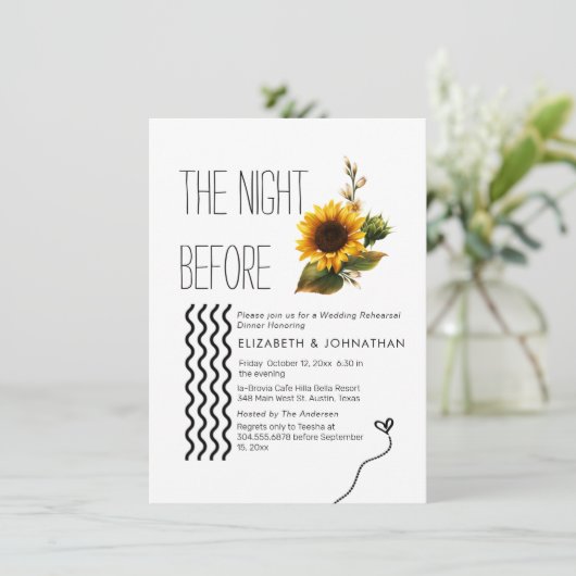 Zonnebloemscript minimaliseert de nacht voor kaart (Staand voorkant)