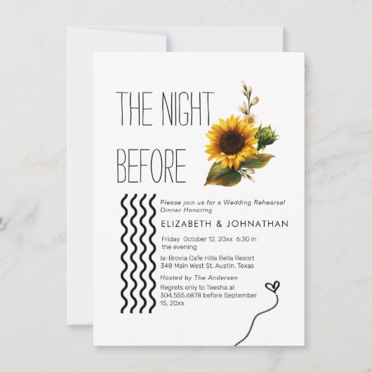 Zonnebloemscript minimaliseert de nacht voor kaart (Voorkant)