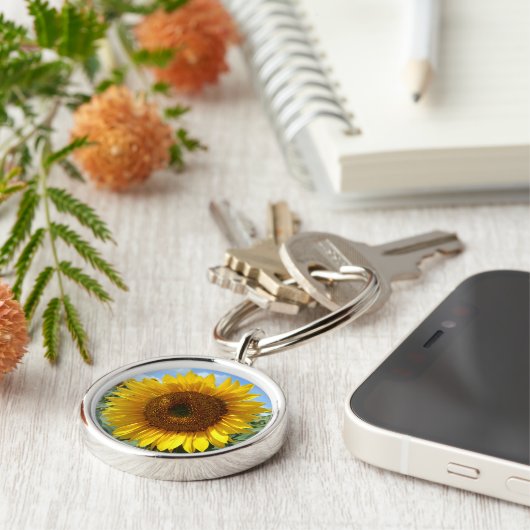 Zonnebloemsleutelring Sleutelhanger (Zijkant)