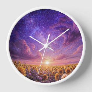 Zonnebloemsterrenstelsel Zonsondergang Wandklok