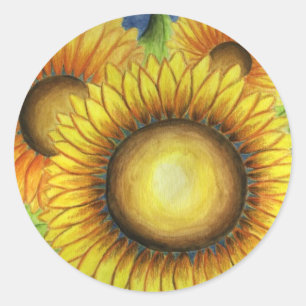 Zonnebloemstickers Ronde Sticker
