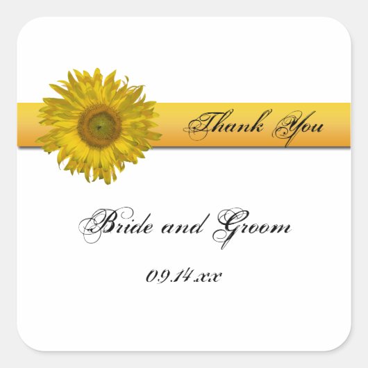 Zonnebloemstreep Weddenschap Hartelijk dank Vierkante Sticker (Voorkant)