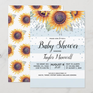 Zonnebloemstrepen confetti rustige herfst baby sho kaart