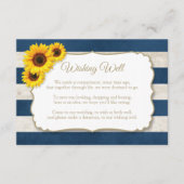 Zonnebloemstrepen die goed wensen, rustiek marineb informatiekaartje (Voorkant)