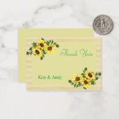 Zonnebloemstrepen Hartelijk dank Notitiekaartje (Voorkant / Achterkant in situ)