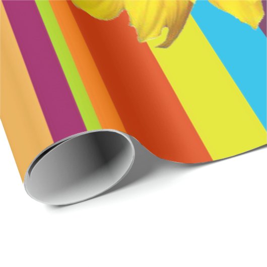 Zonnebloemstrippapier voor matte overvulling cadeaupapier (Rol Hoek)