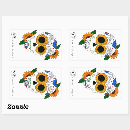 Zonnebloemsuiker schedel Sticker (Vel)
