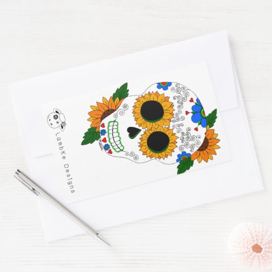 Zonnebloemsuiker schedel Sticker (Envelop)