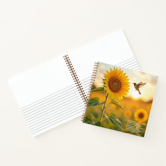 Zonnebloemsymboliek notitieboek (Binnen)