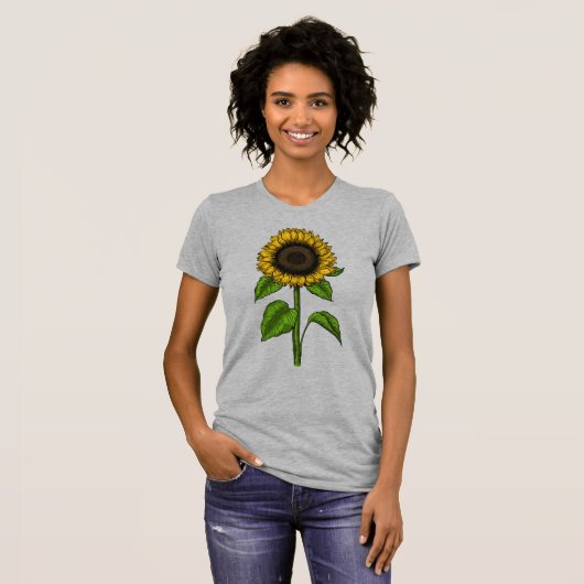 Zonnebloemtekening T-shirt (Voorkant volledig)