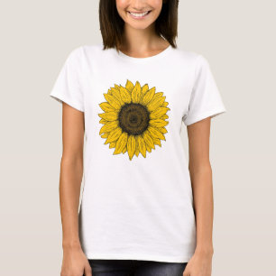 Zonnebloemtekening T-shirt