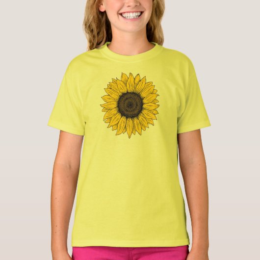 Zonnebloemtekening T-shirt (Voorkant)